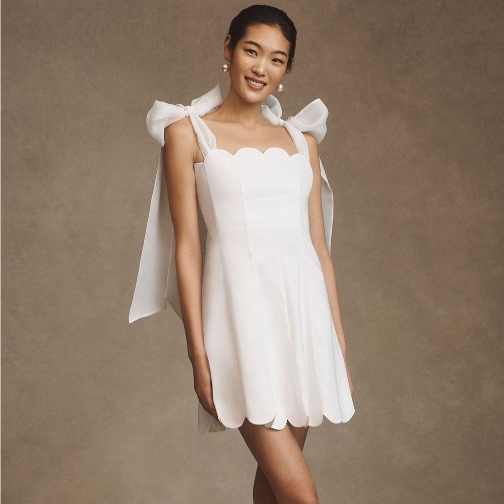 Anthropologie BHLDN NWT Scallop Trim Mini Dress